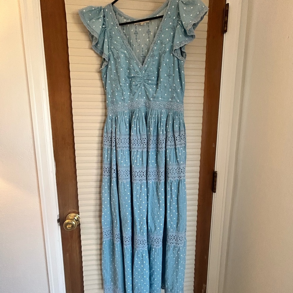 LoveShackFancy gorgeous blue dress 100% cotton